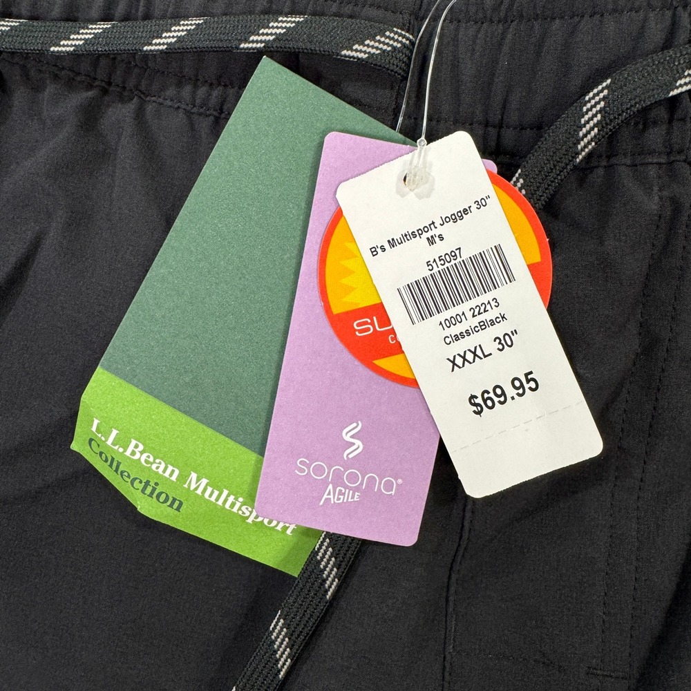 NEW LL Bean Mens Jogger Pants XXXL 30" Classic Black Bs Multisport Sorona 515097 - Picture 4 of 8